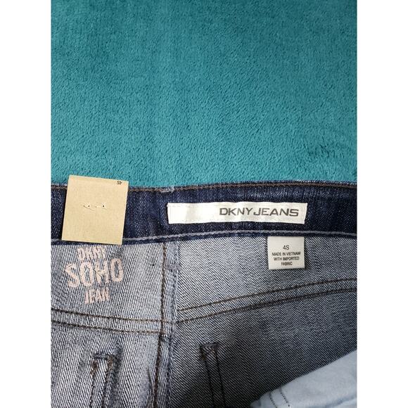 DKNY Jeans Size 4 Short Womens Blue Stretch Pants Mid Rise SOHO Flared NWT - Picture 5 of 16